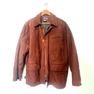 Chestnut suede car coat